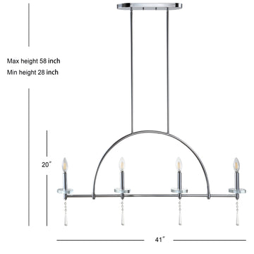 Doris 41" Linear Metal/Crystal LED Pendant - JONATHAN Y